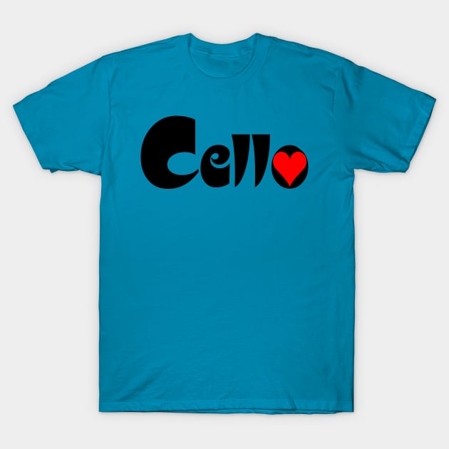 Cello Heart Text T-Shirt by Barthol Graphics